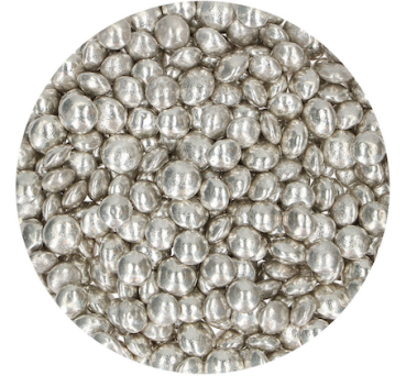 Schokolinsen - Metallic Silber - 80 g - von FunCakes